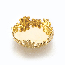 Honeyhandy Brass Lace Edge Bezel Cups, Cabochon Settings, Golden, Tray: 15mm, 16x4.5mm