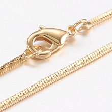 Honeyhandy Brass Square Snake Chain Necklaces, with Lobster Claw Clasps, Real 18K Gold Plated, 17.7 inch(45cm)