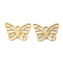 Honeyhandy 201 Stainless Steel Pendants, Hollow, Butterfly Charm, Golden, 13x18.5x1mm, Hole: 1.6mm