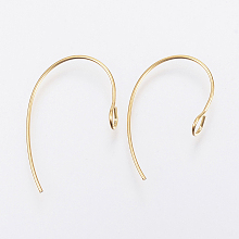 Honeyhandy Ion Plating(IP) 304 Stainless Steel Earring Hooks, Ear Wire, with Vertical Loop, Golden, 25x14x4mm, Hole: 3mm, Pin: 0.7mm