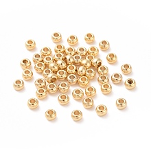 Honeyhandy 304 Stainless Steel Beads, Round, Real 24k Gold Plated, 6x5mm, Hole: 2mm