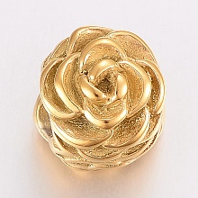 Honeyhandy 304 Stainless Steel Beads, Large Hole Beads, Flower, Golden, 13.5x13x12mm, Hole: 6mm