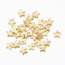 Honeyhandy 304 Stainless Steel Charms, Star, Golden, 5.5x6x1mm, Hole: 1mm