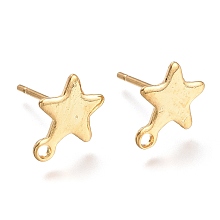 Honeyhandy 304 Stainless Steel Stud Earring Findings, Star, Golden, 10x8x0.8mm, Hole: 1.4mm, Pin: 0.8mm