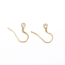 Honeyhandy Ion Plating(IP) 304 Stainless Steel French Earring Hooks, Flat Earring Hooks, Ear Wire, with Horizontal Loop, Golden, 14x17x2mm, Hole: 2mm, Pin: 0.7mm