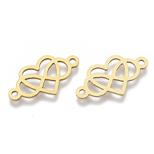 Honeyhandy 201 Stainless Steel Links connectors, Laser Cut Links, Heart with Infinity, Golden, 13x24x1mm, Hole: 1.8mm