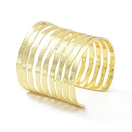 Honeyhandy Rack Plating Brass Hollow Out Wide Wire Cuff Bangles for Women, Lead Free & Cadmium Free, Real 18K Gold Plated, 2-1/2 inch(6.25cm), Inner Diameter: 2-3/8 inch(6.05cm)