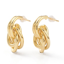 Honeyhandy Brass Love Knot Earrings, Stud Earrings, with Steel Pin and Plastic Ear Nuts, Long-Lasting Plated, Real 18K Gold Plated, 21x12x7.5mm, Pin: 0.8mm