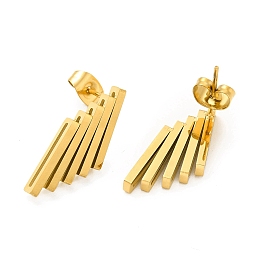 Honeyhandy Ion Plating(IP) 304 Stainless Steel Rhombus Stud Earrings for Women, Golden, 23x9.5x3mm, Pin: 0.8mm