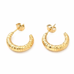 Honeyhandy Ion Plating(IP) 304 Stainless Steel Crescent Moon Stud Earrings, Half Hoop Earrings for Women, Golden, 14x18x3.5mm, Pin: 0.7mm