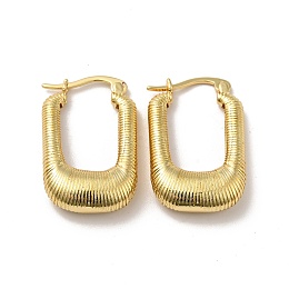 Honeyhandy Rack Plating Brass Rectangle Thick Hoop Earrings for Women, Real 18K Gold Plated, 25x16x5.5mm, Pin: 0.8mm