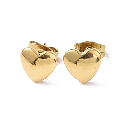 Honeyhandy Ion Plating(IP) 304 Stainless Steel Stud Earring, Heart, Real 18K Gold Plated, 7.7x8mm, Pin: 0.8mm