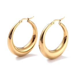 Honeyhandy 304 Stainless Steel Hoop Earrings, Hypoallergenic Earrings, Ring, Real 24K Gold Plated, 40x38.5x3.5~9mm, Pin: 0.8mm