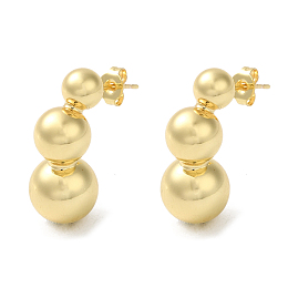 Honeyhandy Rack Plating Brass Round Ball Dangle Stud Earrings, Long-Lasting Plated, Real 18K Gold Plated, 22x10mm