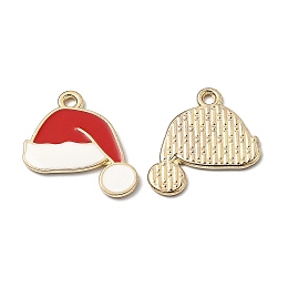 Honeyhandy Alloy Enamel Pendants, for Christmas, Christmas Hat, Golden, Red, 21x19x1.4mm, Hole: 1.8mm