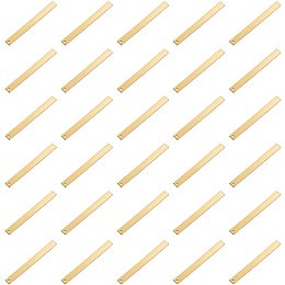 BENECREAT 30 PCS Golden Rectangle Brass Blank Pendants 2x0.2 Inch Stamping Blank Tag for Earring Necklace Bracelet Jewelry Making and Craft Accessory