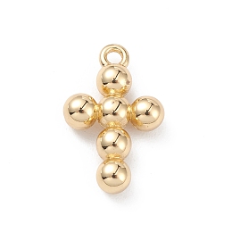 Honeyhandy Rack Plating Brass Pendants, Cross Charms, Long-Lasting Plated, Cadmium Free & Lead Free, Real 18K Gold Plated, 14.5x9.5x3mm, Hole: 1.2mm