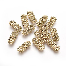 Honeyhandy Brass Enamel Beads, Long-Lasting Plated, Flower, Real 18K Gold Plated, WhiteSmoke, 7x3.3mm, Hole: 1.6mm