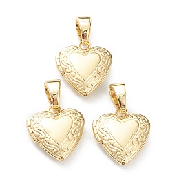 Honeyhandy Brass Locket Pendants, Photo Frame Pendants for Necklaces, Long-Lasting Plated, Heart, Real 18K Gold Plated, 15x13x4.5mm, Hole: 5.5x4mm, 8x7mm Inner Diameter