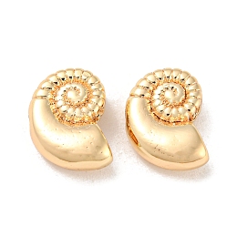 Honeyhandy Brass Beads, Spiral Shell Shape, Real 18K Gold Plated, 10x7.5x4mm, Hole: 1.2mm