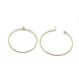 Honeyhandy Brass Hoop Earrings, Ring, Real 18K Gold Plated, 20 Gauge, 34x30mm, Pin: 0.8mm