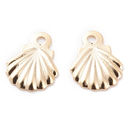 Honeyhandy Brass Charms, Shell, Real 24K Gold Plated, 8x6x0.5mm, Hole: 0.9mm