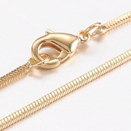 Honeyhandy Brass Square Snake Chain Necklaces, with Lobster Claw Clasps, Real 18K Gold Plated, 17.7 inch(45cm)