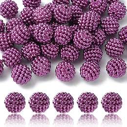 Honeyhandy Imitation Pearl Acrylic Beads, Berry Beads, Combined Beads, Round, Purple, 12mm, Hole: 1.5mm