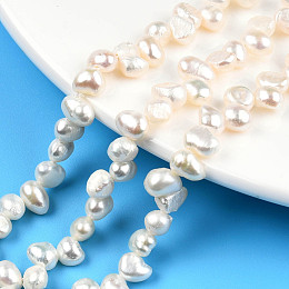 Honeyhandy Grade AA Natural Cultured Freshwater Pearl Beads Strands, Baroque Pearls, Keshi Pearl, Two Sides Polished, Seashell Color, 5~6x5.5~8.5x3.5~5.5mm, Hole: 0.7mm, about 73~77pcs/strand, 13.78 inch~13.90 inch(35~35.3cm)