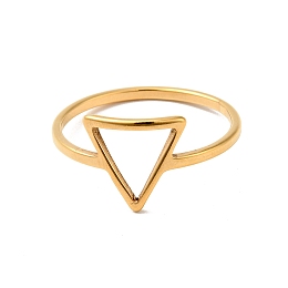 Honeyhandy Ion Plating(IP) 201 Stainless Steel Triangle Finger Ring for Women, Golden, US Size 6 1/2(16.9mm)