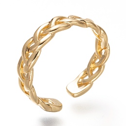 Honeyhandy Brass Cuff Rings, Open Rings, Weave, Real 18K Gold Plated, US Size 5, Inner Diameter: 16mm