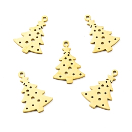 Honeyhandy 201 Stainless Steel Pendant, Christmas Theme, Tree, Golden, 20x14x1mm, Hole: 1.5mm