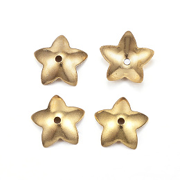 Honeyhandy Ion Plating(IP) 304 Stainless Steel Flower Bead Cap, 5-Petal, Golden, 7x7.5x2mm, Hole: 0.8mm