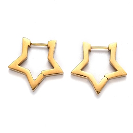 Honeyhandy 304 Stainless Steel Star Huggie Hoop Earrings, Golden, 20x21x3mm, Pin: 1mm