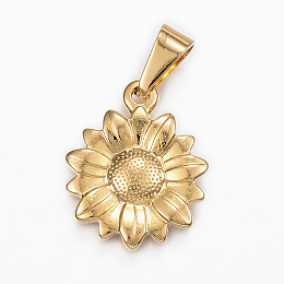 Honeyhandy 304 Stainless Steel Pendants, Flower, Golden, 24x20x3mm, Hole: 9x4.5mm