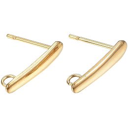 UNICRAFTALE About 100pcs Stainless Steel Ear Stud Components Simple Strip Stud Earring Findings Golden Earring Metal Material Earrings for Earring Jewelry Making