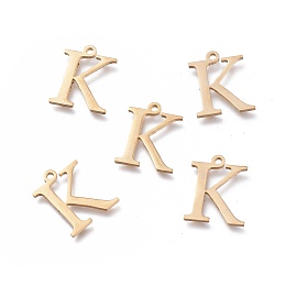 Honeyhandy 304 Stainless Steel Charms, Greek Alphabet, Golden, Letter.K, 13.8x11.2x1mm, Hole: 1.2mm