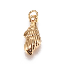 Honeyhandy 304 Stainless Steel Pendants, Conch, Golden, 18x7.5x4mm, Hole: 3mm