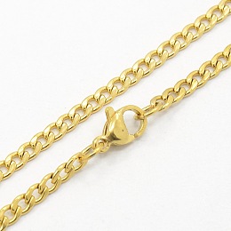 Honeyhandy 304 Stainless Steel Curb Chain Necklaces, with Lobster Claw Clasps, Golden, 29.5 inch(74.9cm)