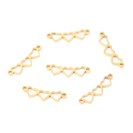 Honeyhandy Stainless Steel Links Connectors, Connected Heart, Golden, 15x4x1.1mm, Hole: 1mm