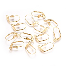 Honeyhandy 304 Stainless Steel Leverback Earrings Findings, with Loop, Real 18k Gold Plated, 19x6x12mm, Hole: 1.6mm