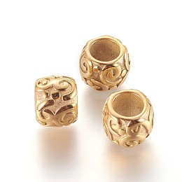 Honeyhandy 304 Stainless Steel European Beads, Large Hole Beads, Ion Plating (IP), Rondelle, Golden, 9.5x7.5mm, Hole: 5mm