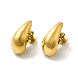 Honeyhandy 304 Stainless Steel Stud Earing for Women Men, Teardrop, Golden, 17x8.5x15mm