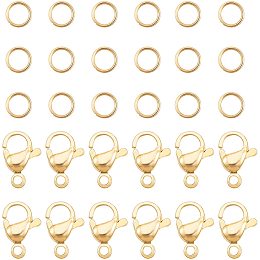 PandaHall Elite 120 pcs 4mm 304 Stainless Steel Jump Rings with 60pcs Lobster Claw Clasps for Earring Bracelet Necklace Pendants Jewelry DIY Craft Making, Golden