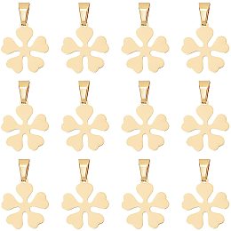 UNICRAFTALE 12pcs Flower Shape Charm Hypoallergenic Golden Charms Stainless Steel Pendants Laser Cut Charm 5x3mm Hole for Jewelry Making, 19mm