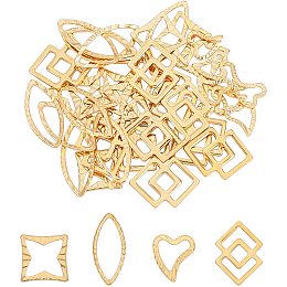 UNICRAFTALE About 40pcs Heart/Square/Horse Eye/Filigree Linking Rings Stainless Steel Link Connectors Golden Metal Jewelry Links for Women Jewelry Making 8-16mm