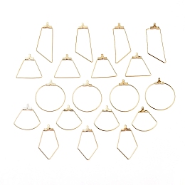 Honeyhandy 304 Stainless Steel Wire Pendants, Hoop Earring Findings, Rhombus & Trapezoid & Sector & Ring & Trapezoid, Golden, 21 Gauge, 64x63x20mm, about 20pcs/box