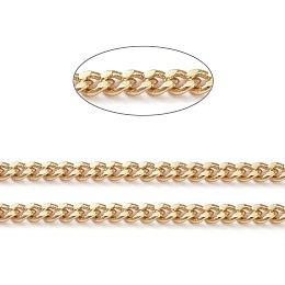 Honeyhandy 3.28 Feet Brass Curb Chains, Twisted Chains, Diamond Cut Chains, Soldered, Faceted, Long-Lasting Plated, Real 18K Gold Plated, 2.9x2.1x1mm