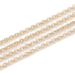 Honeyhandy Brass Cable Chains, Soldered, Flat Oval, Real 18K Gold Plated, 1.5x1.3x0.3mm