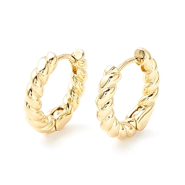 Honeyhandy Brass Twisted Rope Chunky Hinged Huggie Hoop Earrings for Women, Cadmium Free & Nickel Free & Lead Free, Real 18K Gold Plated, 17x3mm, Pin: 0.8mm